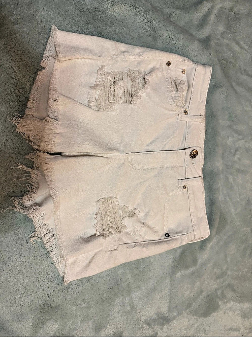 American Eagle AE Denim Mom Short Distressed Denim Shorts in White Size 8